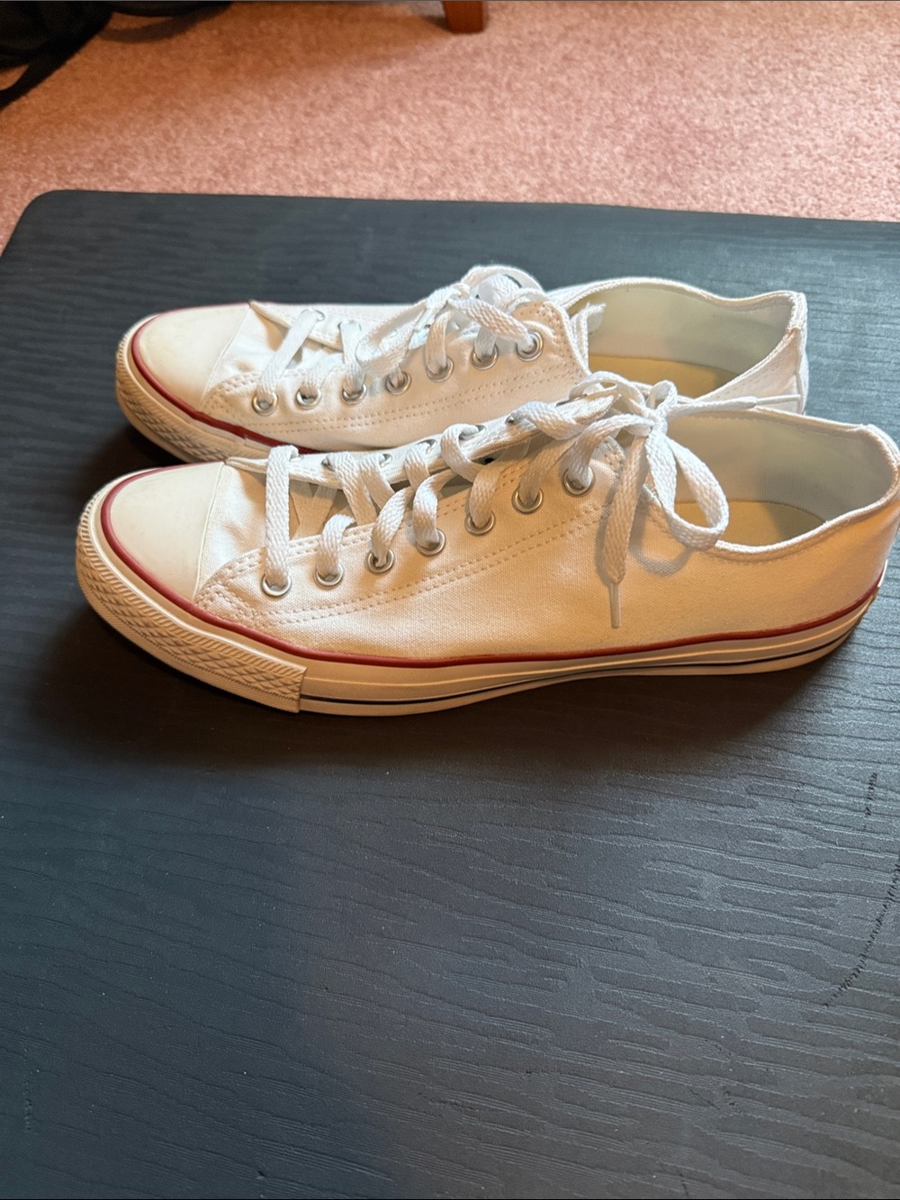 Converse White Canvas Low-Top Sneakers with Red Accent - Men's